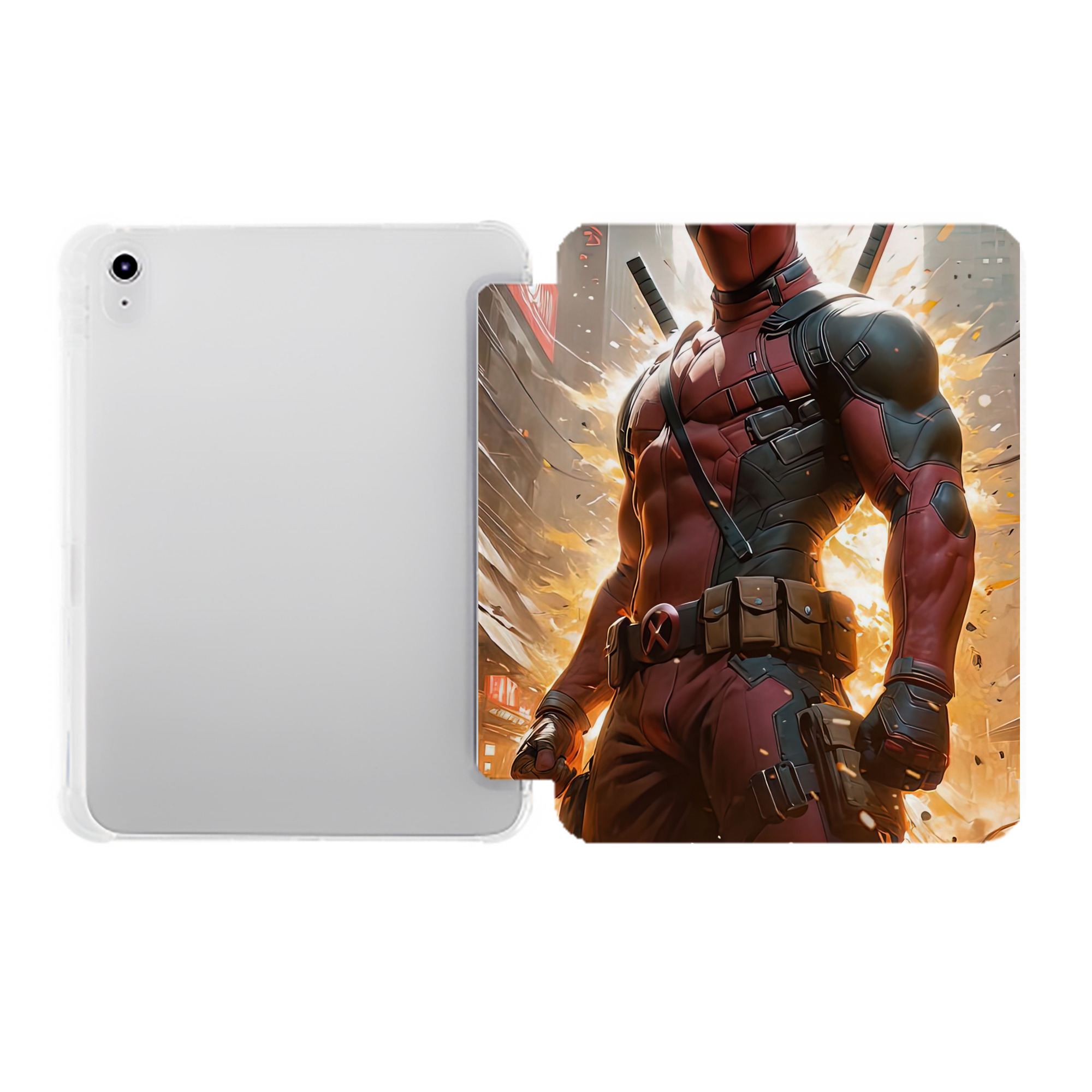（画像用） Deadpool デッドプール IPad ケース ペン収納付き 三つ折りスタンド PUレザー×シリコン 対応機種9.5/10.5/10.9インチ